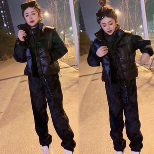 024绒厚卫衣套女冬季宽松大显瘦三件套潮2加加装秋码简约气质马甲