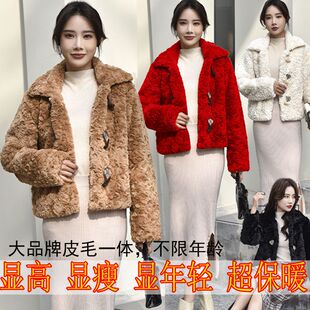 2024新款加厚仿兔毛连帽短款大衣女百搭仿水貂绒韩版休闲毛绒外套