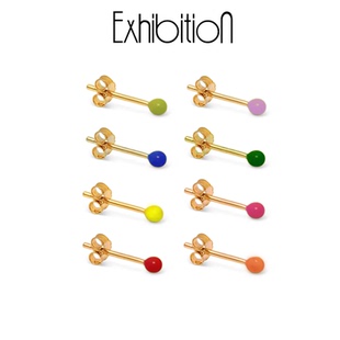 exhibition 彩色耳钉女糖果色珐琅耳环火柴棍春夏学生风可爱耳饰