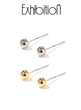 Exhibition/览物馆耳钉小豆豆简约女s925银针小巧日韩冷淡风耳饰