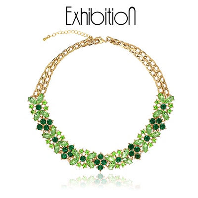 Exhibition/览物馆超吸睛！璀璨绿宝石拼接金色链条项链