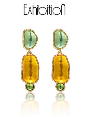 Exhibition/览物馆复古琉璃耳钉高级氛围感耳环轻奢小众耳饰耳夹