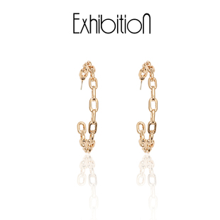 EXHIBITION览物馆 耳钉小众简约耳环女银针夸张高级感大圈圈耳饰