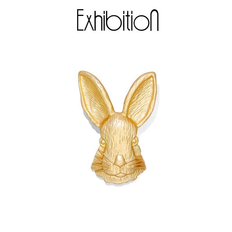 Exhibition/览物馆设计金属兔子头像胸针女款高级感轻奢徽章小众