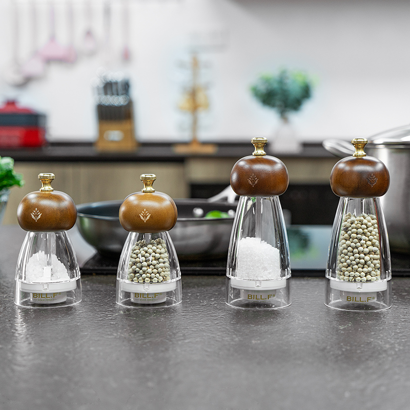 相思木透明亚克力研磨器手动海盐花椒胡椒牛排调味罐陶瓷磨芯露营