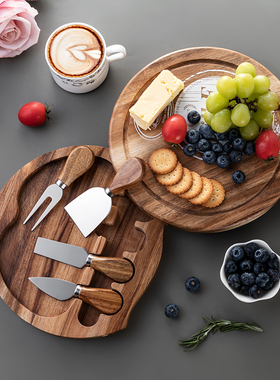 套装木芝士板盒牛排刀叉餐盘cheese board奶酪露营摆盘黄油刀西餐