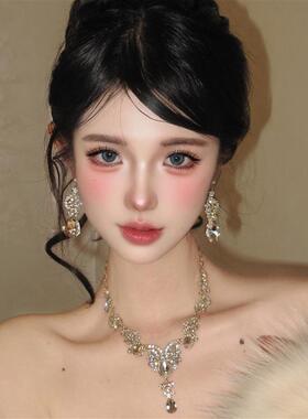 公主水滴锆石项链耳环套装女轻奢小众高级感夸张千金新娘礼服配饰