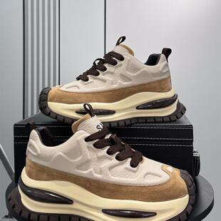 男鞋2025新款冬季超火老爹鞋潮牌小众内增高鞋子男厚底休闲运动鞋