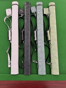 黑八球杆杆包 九球中式 唐草四孔1 2浮雕印花台球杆桶皮雕杆筒美式