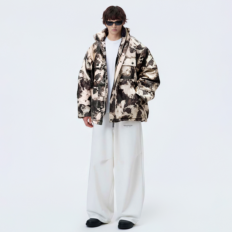 迷彩提花冲锋衣外套宽松男