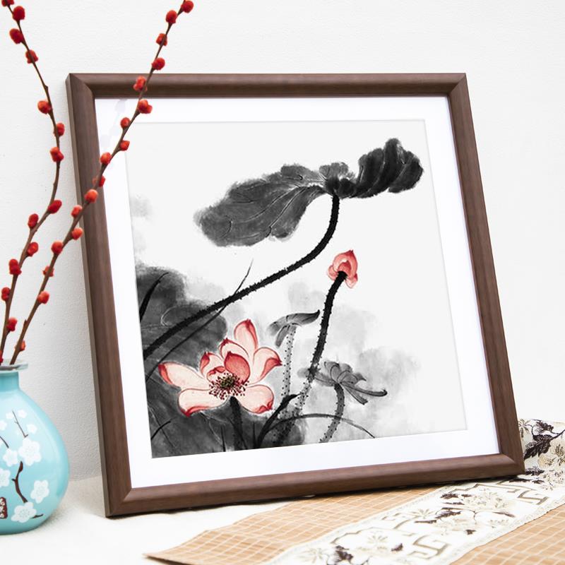 实木国画框装裱定制做33x33 50x50 68x68书法字卡镜片毛笔中式挂