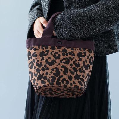 新款小众豹纹帆布包女流行秋冬季上班通勤百搭手提饭盒袋子便当包