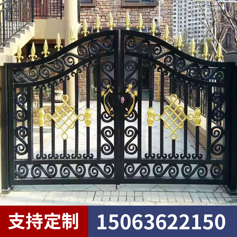 新邮庭院大门别墅院子门双开铝艺大门国标电动q平开推拉门乡村花