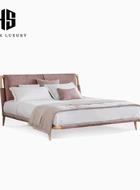 HEISHE Letto Gaudi意式轻奢真皮床主卧1.8米双人离地高脚齐边床
