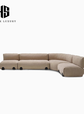 HEISHE Simposio弧形沙发侘寂风转角客厅别墅大坪数棉麻布艺沙发