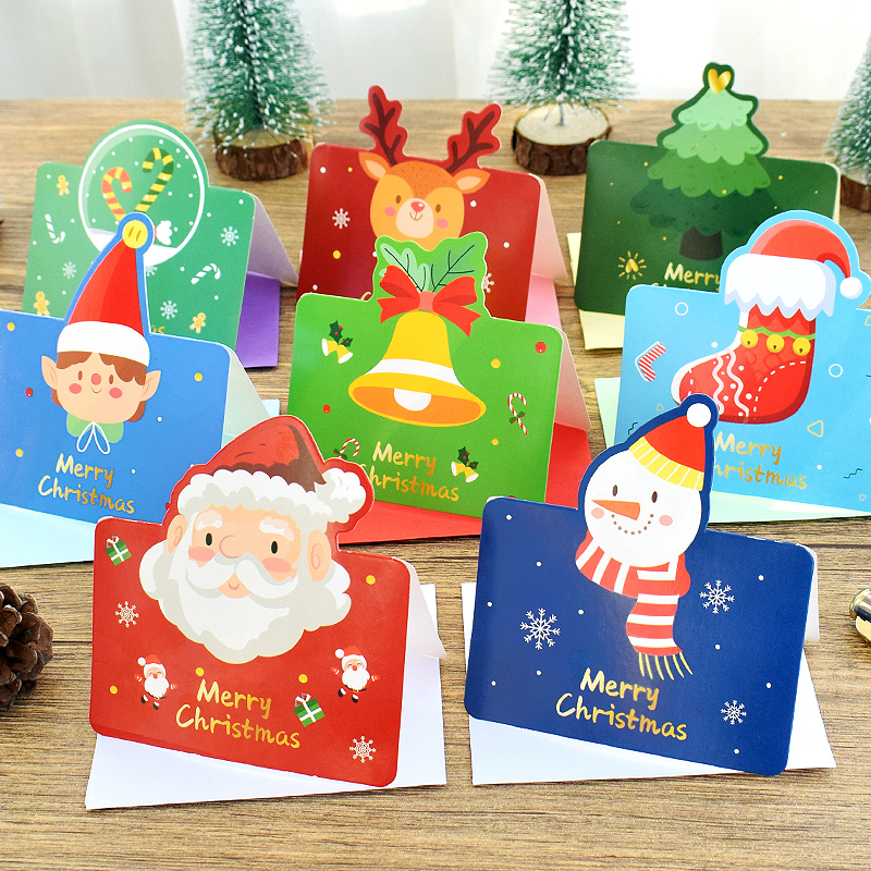 圣诞节异形折叠立体贺卡迷你小留言卡片平安夜幼儿园儿童祝福礼物