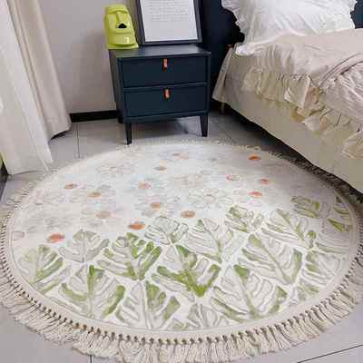 摇椅地垫流苏卧室地毯圆形地垫少女梳妆台椅子衣帽间床边毯客厅茶