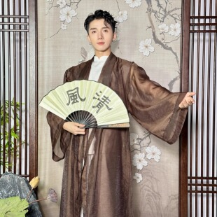 咖啡色暗花比甲宽袖 中国风新中式 纱衣袍子 余二制衣