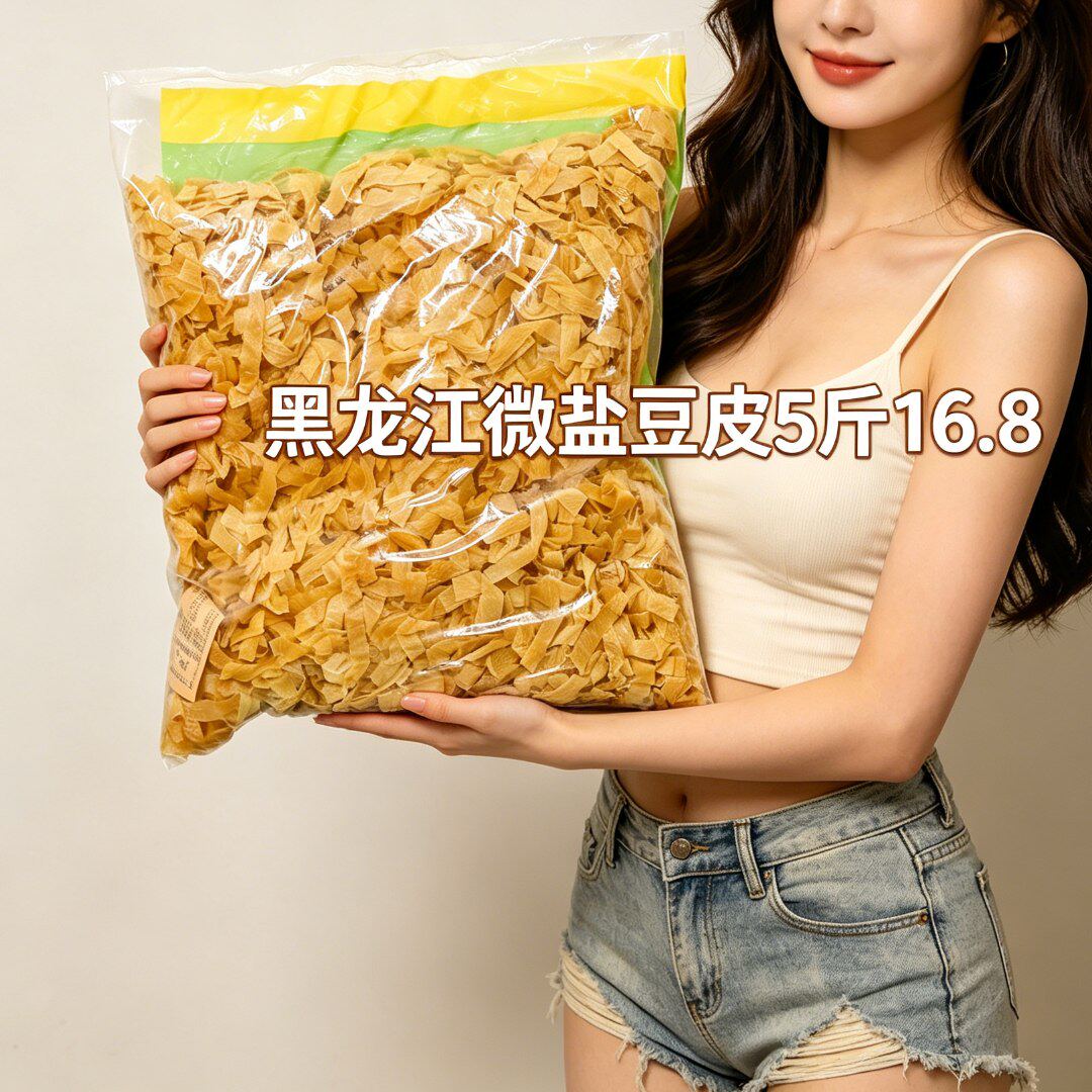5斤干豆皮豆素肉油豆皮丝豆制品蛋白肉干货腐竹皮凉拌火锅微盐粒