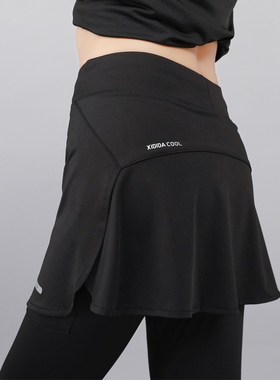 春夏季运动九分长裤裙女假两件羽毛球网球高尔夫马拉松跑步健身裙