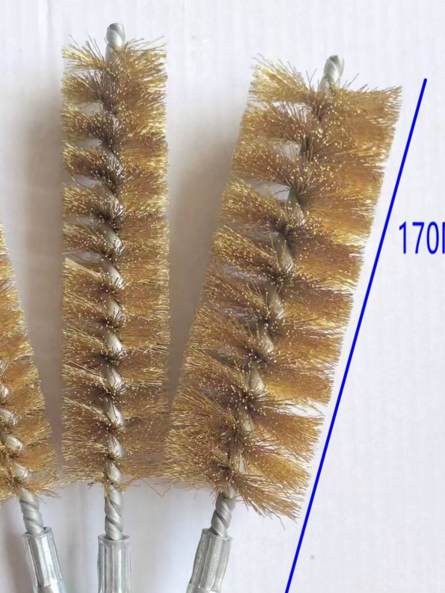 加密铜丝管道刷机用钻夹柄铜丝刷去毛刺除锈内孔刷10100MM