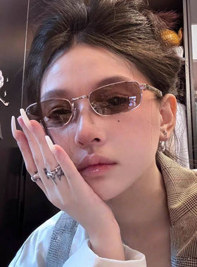 老钱风金属小框防紫外线茶色墨镜