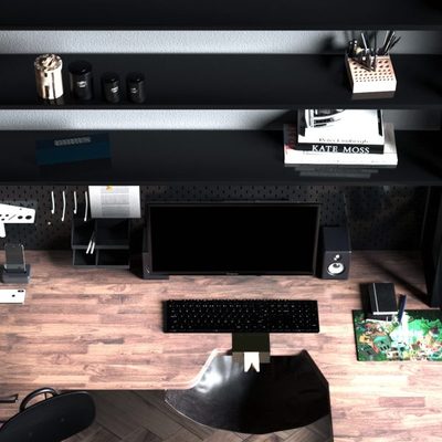 实木书架一体桌电脑桌 loft实木双人书桌书架靠墙长条桌工作台