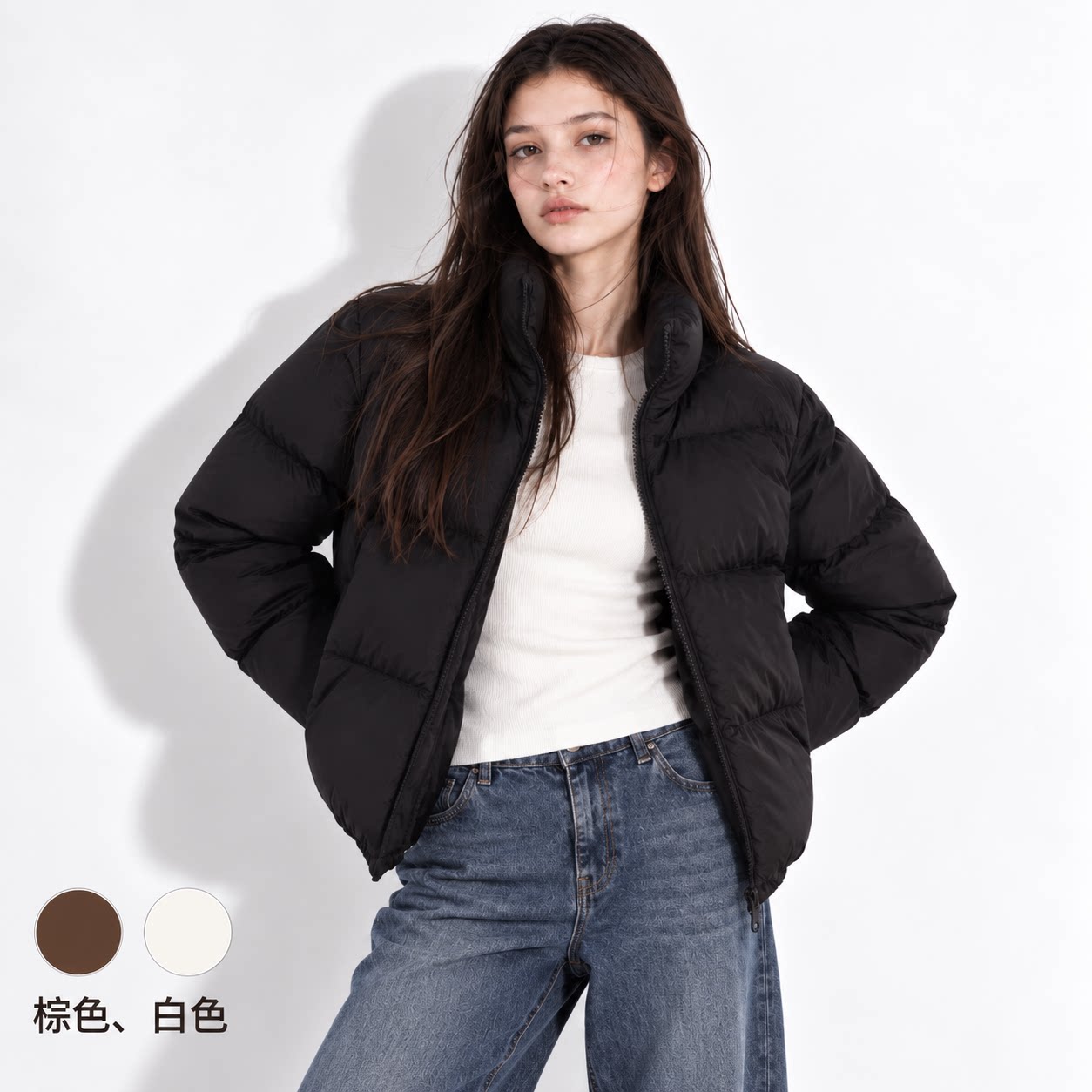 90白鸭绒羽绒服女短款加厚短外套