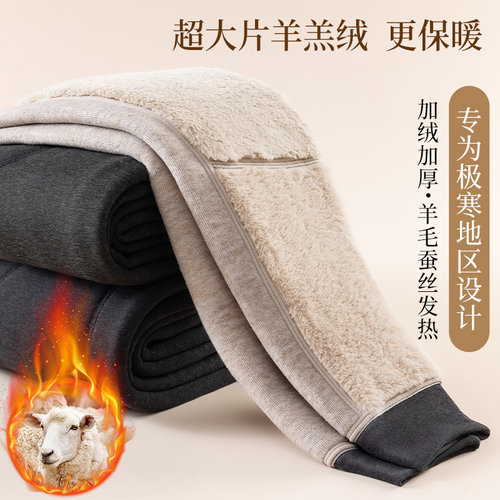 男士棉裤冬季加绒加厚高腰大码护膝护腰东北特厚打底羊羔绒保暖裤
