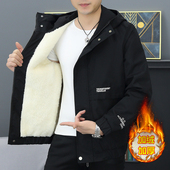 新款 连帽工装 男士 休闲潮流冬季 外套加绒加厚保暖棉衣青年时尚 冬季