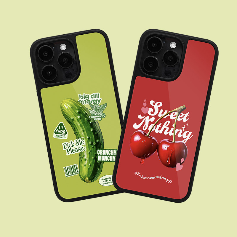 case蔬菜水果系列新款苹果17pro小众滴胶ins风樱桃手机壳iPhone17 16pro全包15/14plus13/12防摔保护壳软边