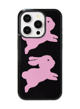 卡通可爱兔子17promax滴胶手机壳16pro15/14/13/12磁吸iPhone17全包手机壳软糯滴胶工艺粉色防摔保护套