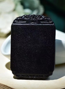 鱼子纹披毛犀无事牌平安吊坠文玩