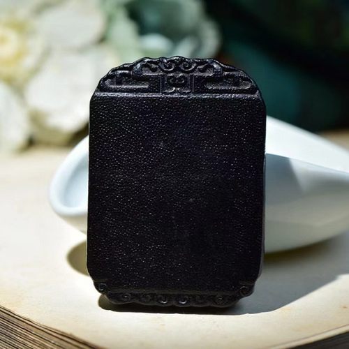 鱼子纹披毛犀无事牌平安吊坠文玩