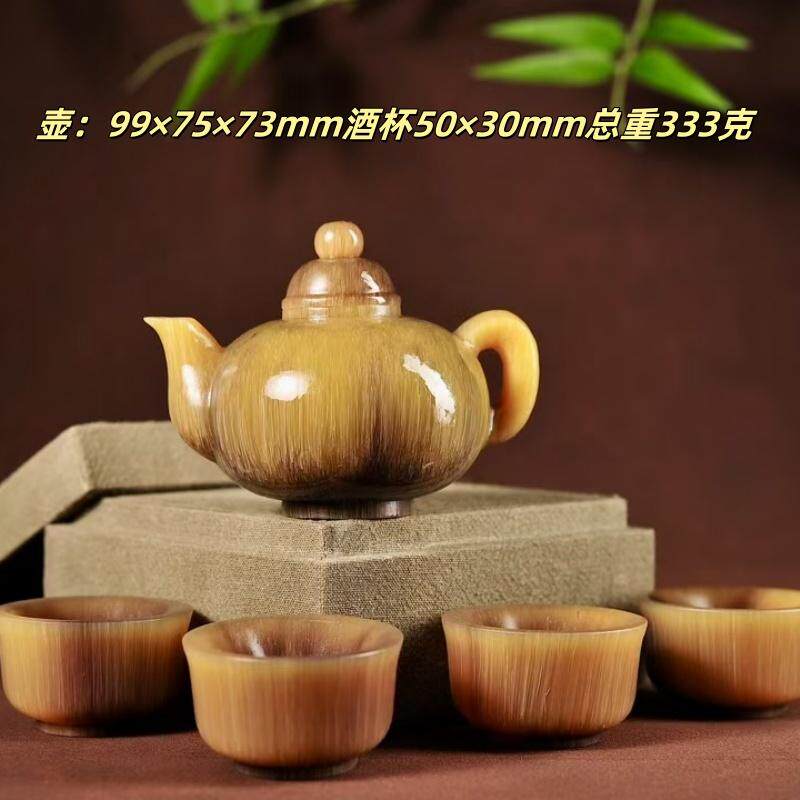 披毛犀非料竹丝纹鱼籽纹茶壶套装