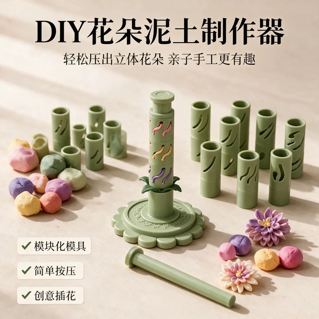 按压花朵成型器橡皮泥陶土套装