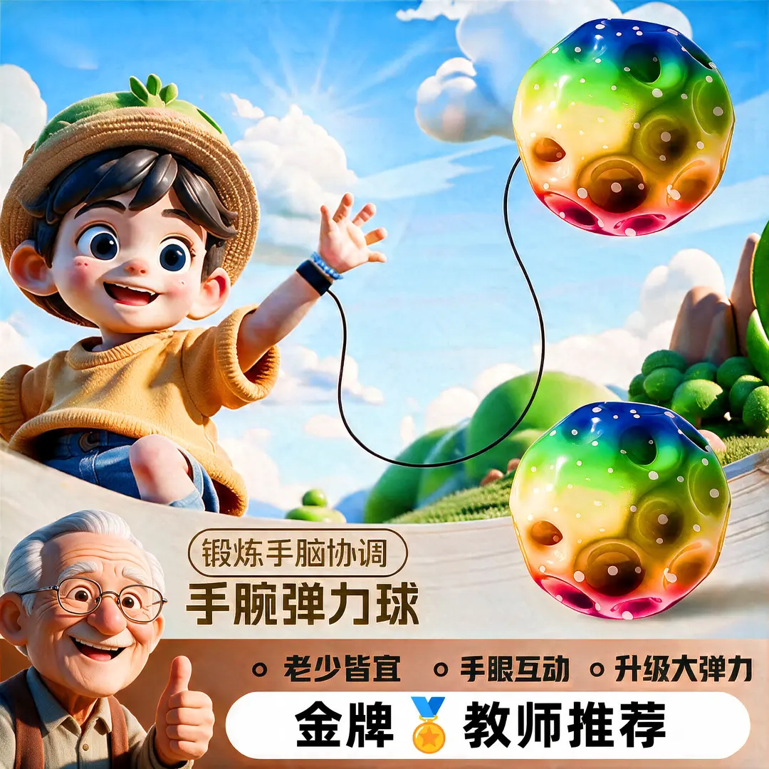 手腕发光月球石甩甩球解压回弹
