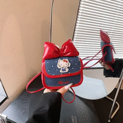 女童可爱猫咪蝴蝶结斜挎零钱包