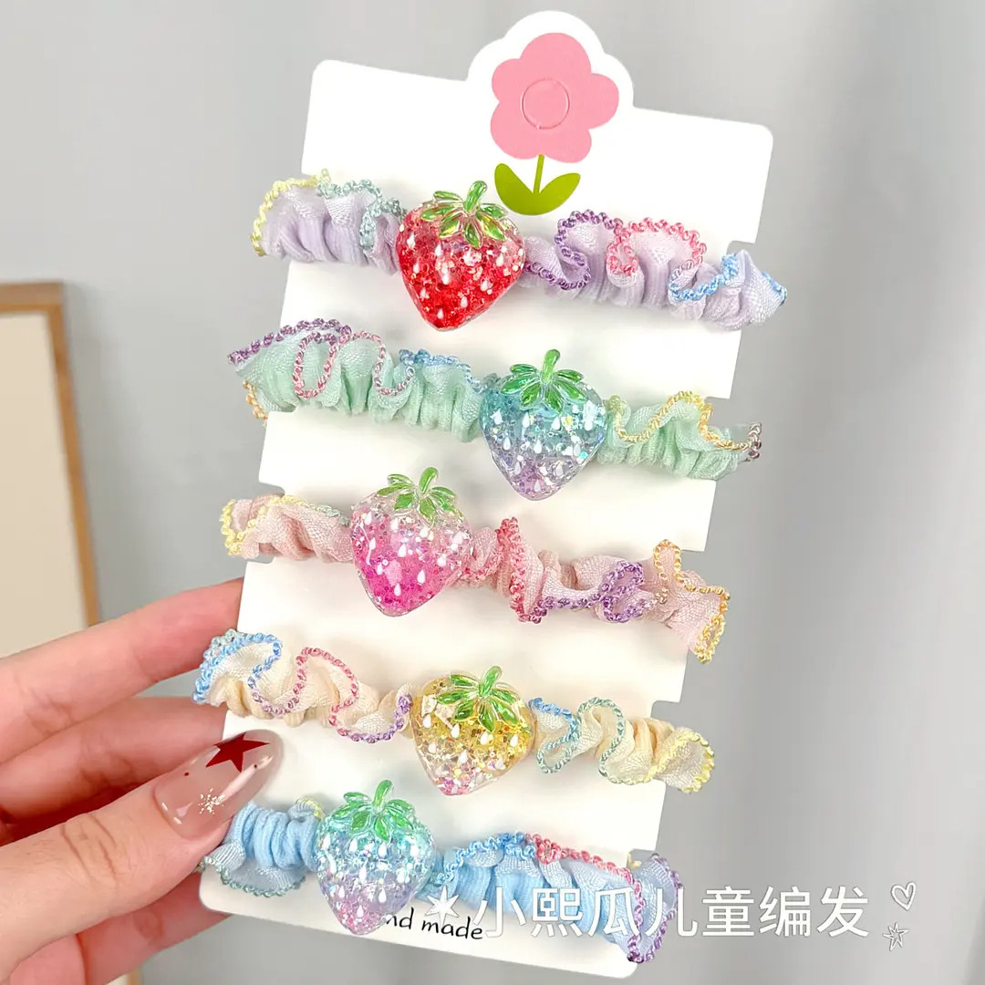 草莓兔子渐变花边高弹小肠发圈