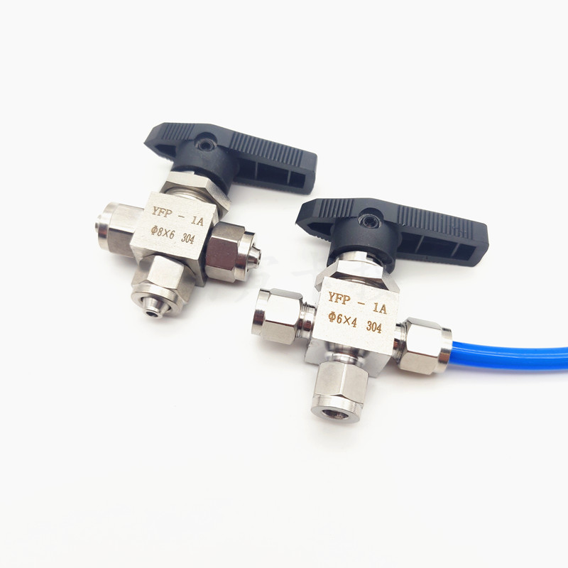 不锈钢快拧三通球阀 仿美面板式阀门pu管气管L型切换三通阀6mm8mm