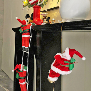 圣诞老人爬绳挂件玩偶爬梯家用客厅橱窗商铺节日装饰场景布置氛围