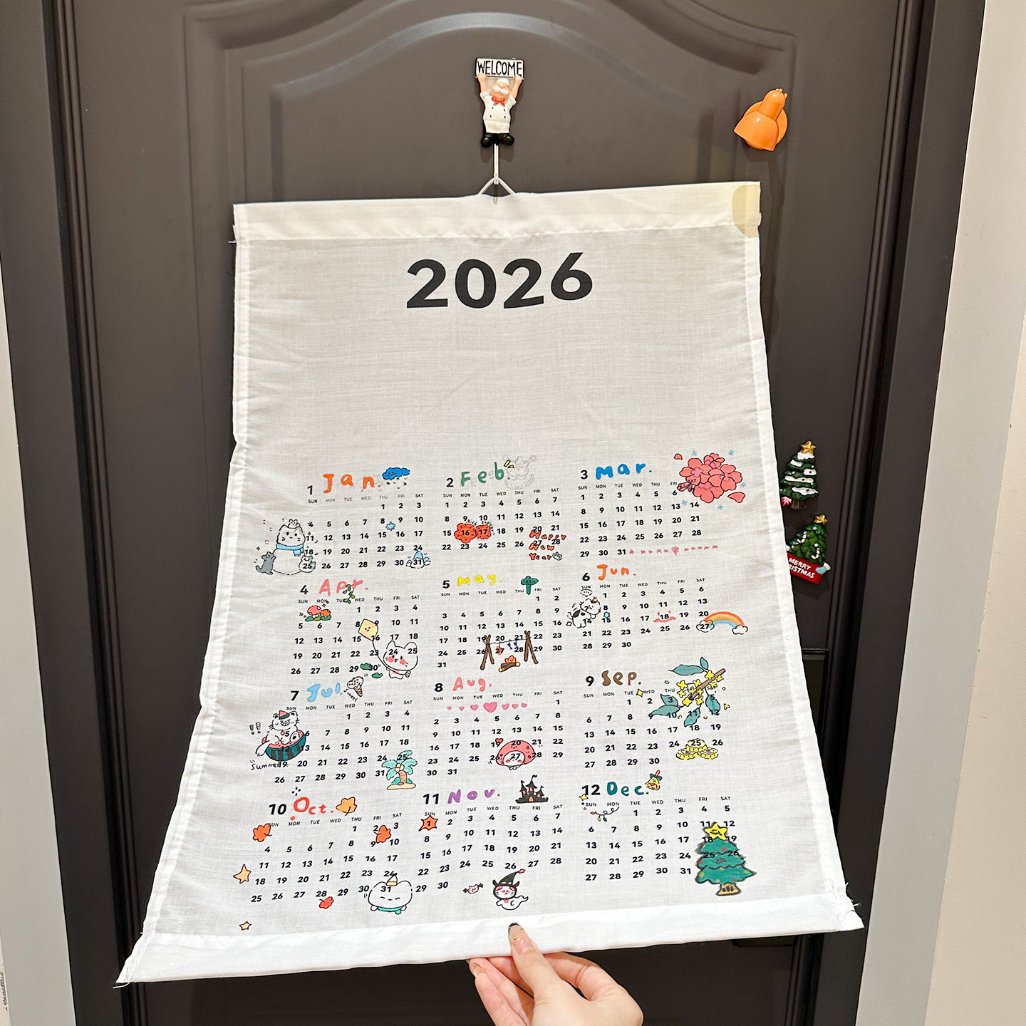 2026马年挂历新款挂布全年一张装饰手绘diy墙挂日历打卡记事台历,文具电教/文化用品/商务用品,台历,淘宝优惠券,粉丝福利购,淘宝优惠卷