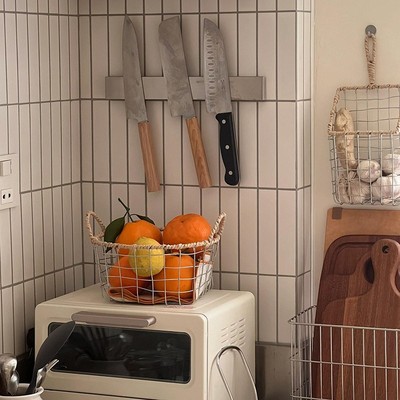 厨房收纳筐可悬挂可台面多功能铁丝双耳编织置物架杂物水果收纳筐