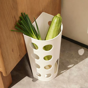 大葱收纳神器厨房壁挂免打孔山药长条蔬菜收纳桶家用置物架菜篮桶