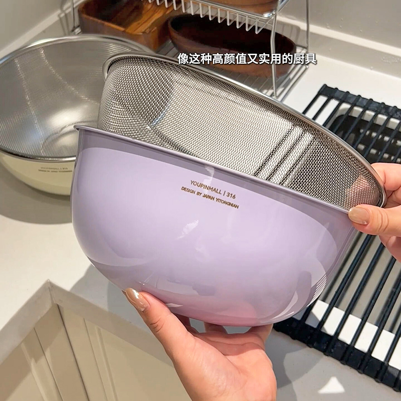 【厨房好物】不锈钢沥水篮洗菜盆淘米神器家用带刻度水果盘淘菜盆