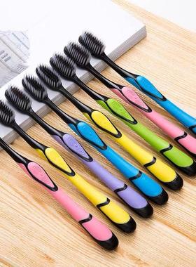 牙刷高端软毛成人独立包装高密度刷丝细丝儿童家庭装男女清洁竹炭