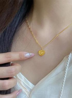 日本MUMI轻奢超闪拉丝爱心项炼女2025年新款18k包金爆款高级感时