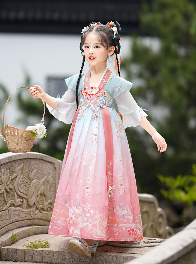 女童汉服女童唐装女孩夏季汉服女童连衣裙公主裙童装夏季女童古装
