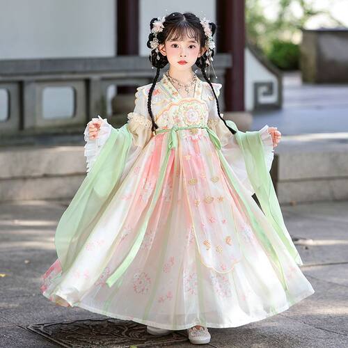 汉服女童27新款春秋唐装连衣裙儿童古风国风长袖超好看古装公主裙