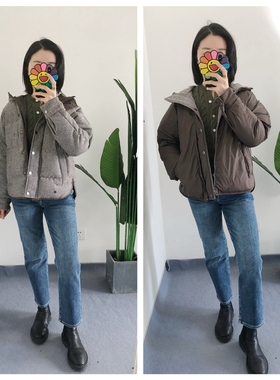 买手店BC 高蓬松鹅绒女连帽厚款保暖羽绒服耐寒双面穿小个子外套